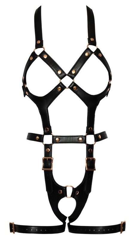 Bad Kitty Total Body Black Female Harness, Black Faux Leather Full Harness gallery