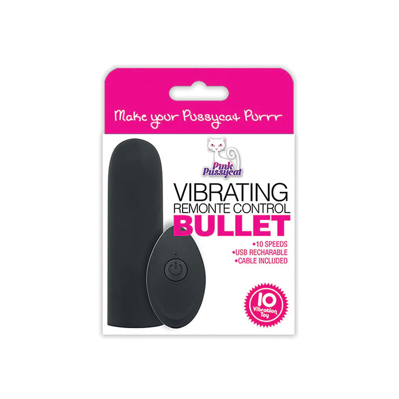 Pink Pussycat Vibrating remote-control Bullet Multi Mode Rechargeable Toy Black