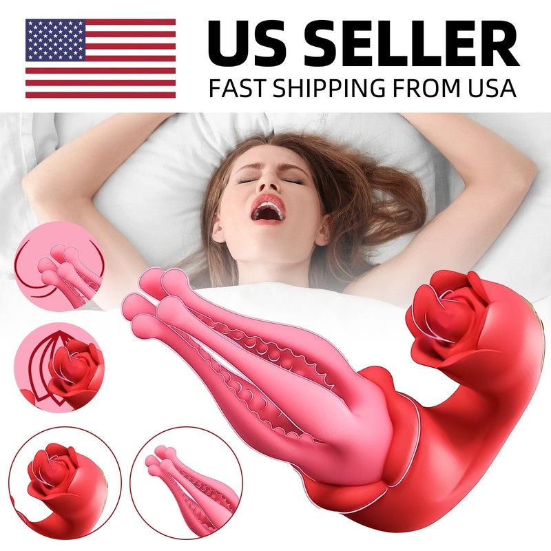 Tongue Oral Clit Licking Rose Vibrator G-Spot Dildo Waterproof Sex Toy for Women