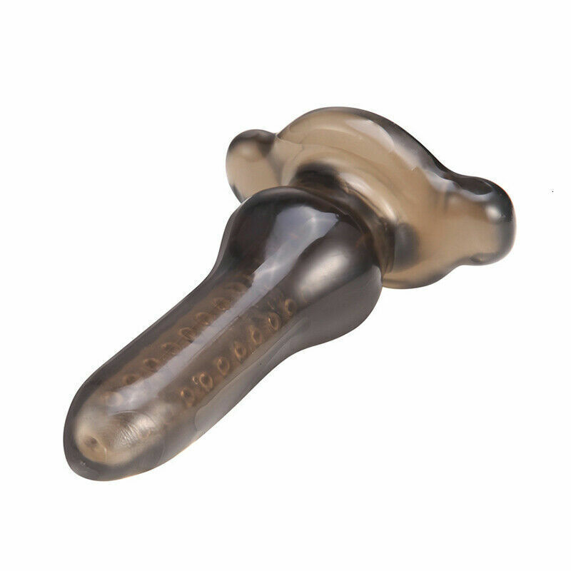 Stretchy Girth Enhancing Anal Penetration Penis Stroker Sleeve Hollow Butt Plug gallery