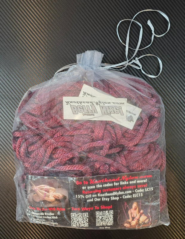 Knot Head Nylon Burgundy Set of 4 x 15&prime; Rope & 2 x 30&prime; Rope Body Harness Rolepla