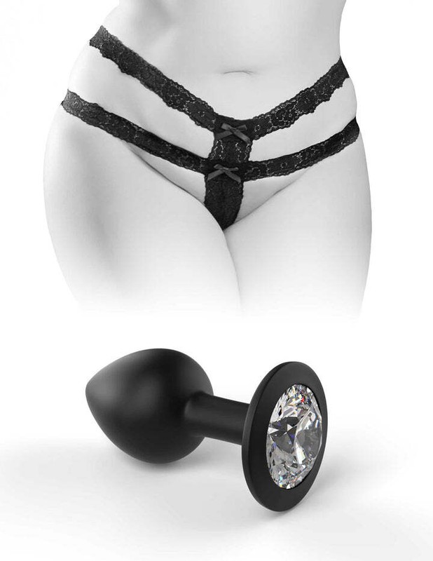 Pipedream Hookup Crotchless Panties with Secret Gem Anal butt plug Sex Toy Black