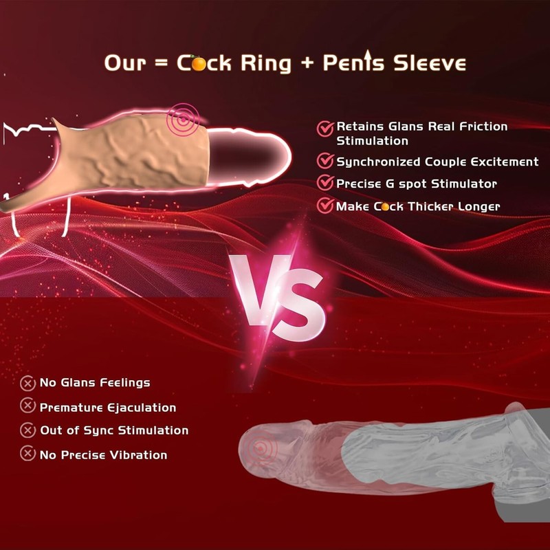 Vibrating Cock Male Penis Extension Sleeve Girth Ring Enhancer Enlarger Men Toy gallery