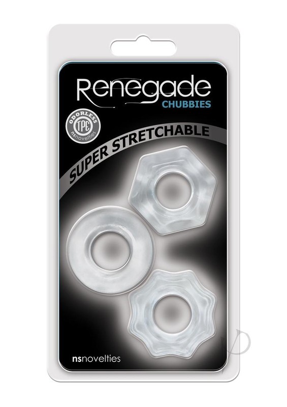 Renegade Chubbies Super Stretchable Cock Rings( Set of 3) – Clear
