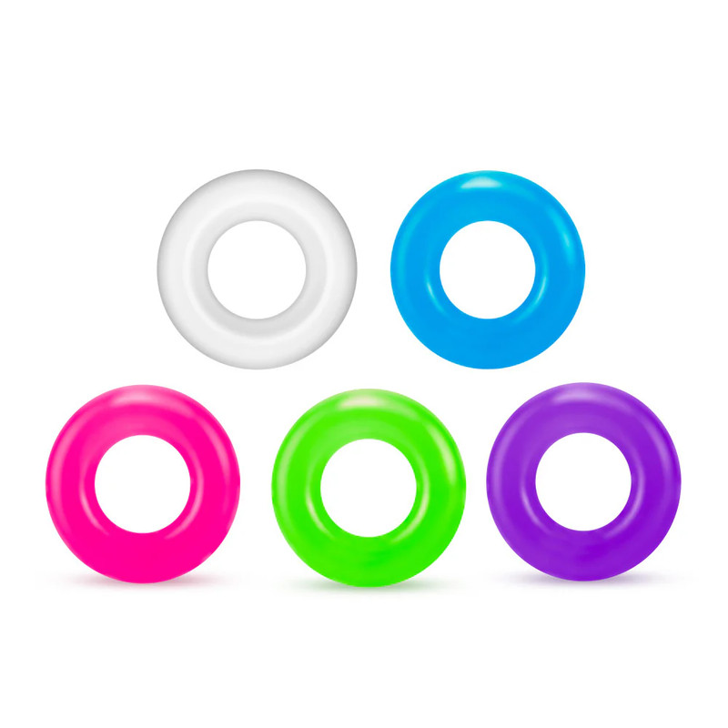 Set of 5 Multi-Color Erection Penis Rings, Enhancer Penis C-Rings Super Stretch