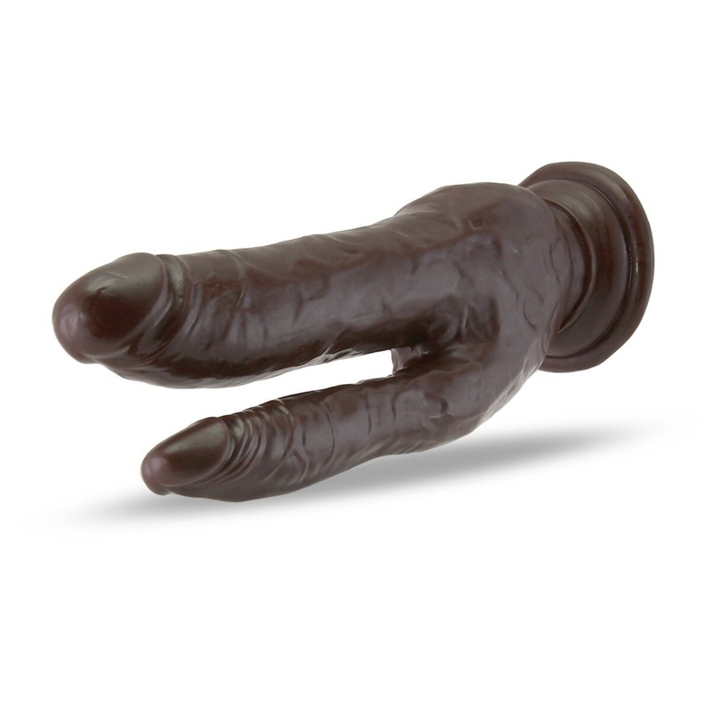 Black Realistic Vaginal Anal Dual Double Penetration Dildo Dong Sex Toys