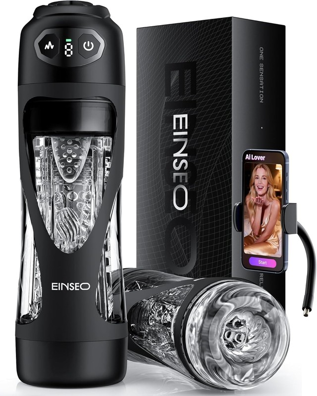 EINSEO Sucking Male Masturbator with 7.1 Deep Sleeve, AI Sync Sex Toys for Me...