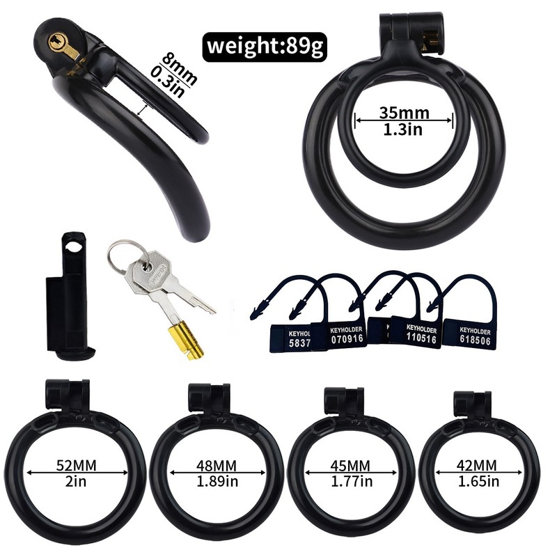Men Chastity Lock Penis Rings Male Delay Ejaculation Lock Cage with 4 Rings BDSM gallery