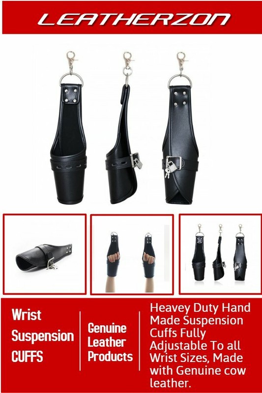 GENUINE LEATHER HEAVY DUTY ANKLE AND WRIST SUSPENSION CUFF – LOCKABLE WRIST CUFF