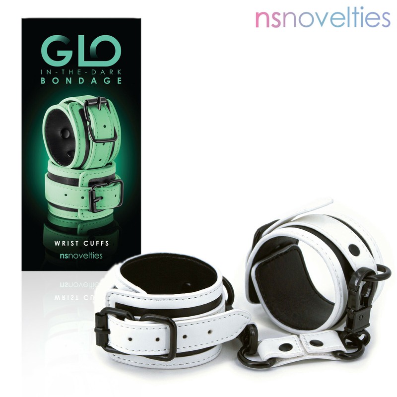 NS Novelties Fluorescent Handcuffs BDSM Hand GLO Glow In The Dark Wrist Cuffs Toy