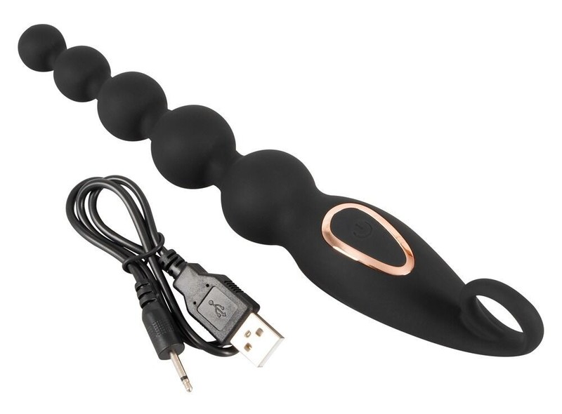 Vibrating Anal Beads 7 Functions Waterproof Silicone Anal Plug Black gallery