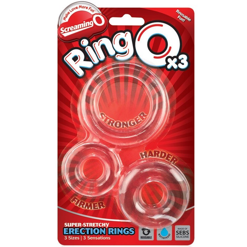 Screaming O RingO x3 Super Stretchy Erection Cock Rings - Clear gallery