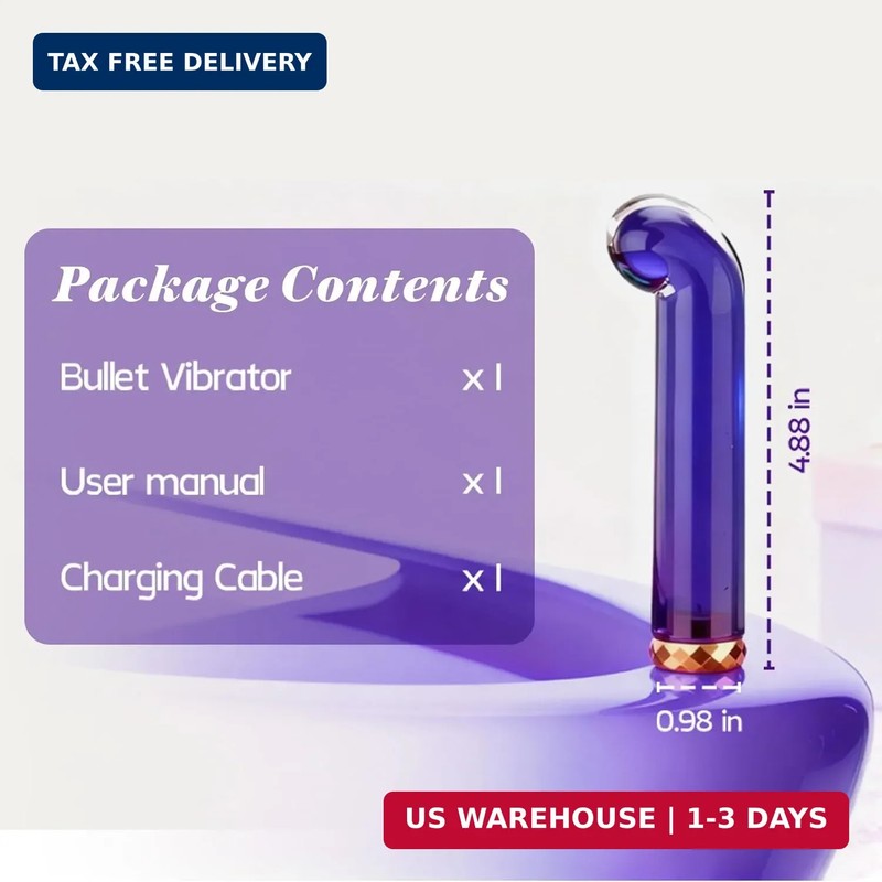 Bullet Vibrator Wand, Finger-Curved Glass Hot & Cold Play Women Adult Sex Toys, gallery
