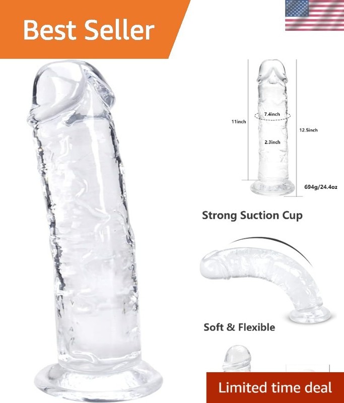 Giant 12.5&Prime; Waterproof Dildo – Transparent Adult Toy with Safe TPE Material