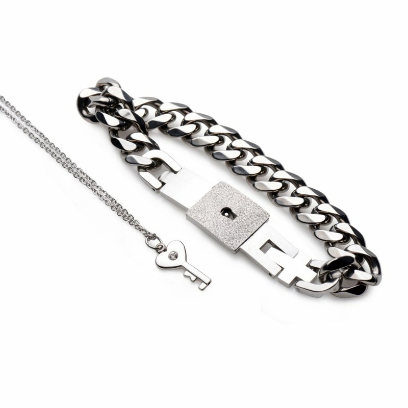 Key & Lock And Chain Couples Bracelet Necklace Bondage Jewelry Titanium Steel