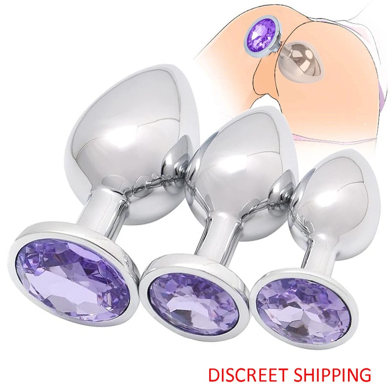 Metal Anal Butt Plug STAINLESS Sex Toy For Women Men Couple Jewel S/M/L 3Pc Set