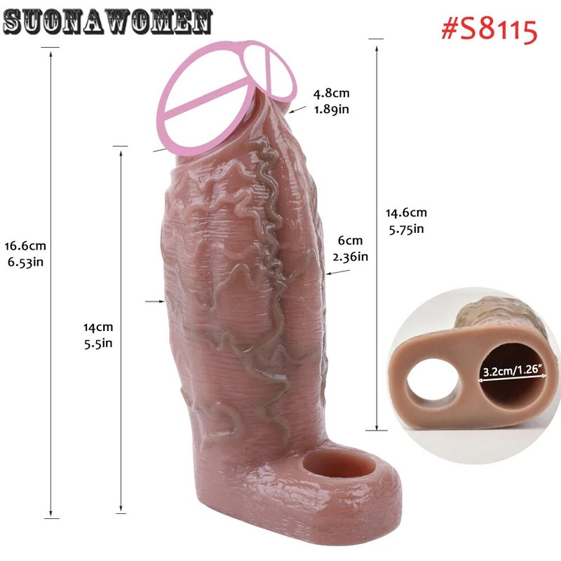 Silicone Realistic Dildo Delay Ejaculation Head Penis Sleeve Enlargement Sex Toy gallery