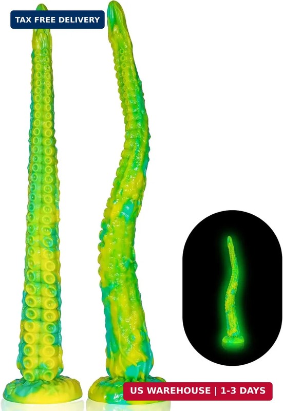 Long Tentacle Dildo Sex Toys: 13&Prime; Luminous Anal Dragon Dildo with Suction Cup, L