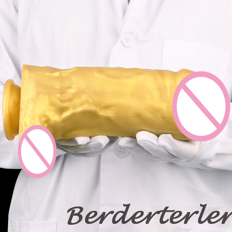 26cm*8cm Oversized Thick Gold Silicone Dildo Vibrator Anal Plug Penis Sex Toy gallery