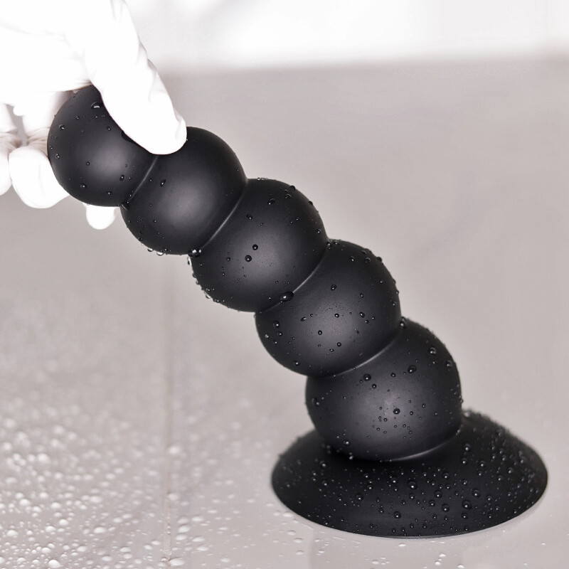 Black Silicone Anal Butt Plug Dildo Beads Anal Trainer Sex Toys for Men Women