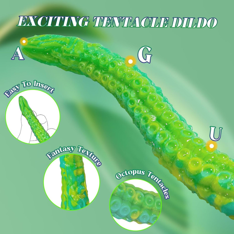 Long Tentacle Dildo Sex Toys: 13" Luminous Anal Dragon Dildo with Suction Cup, L gallery