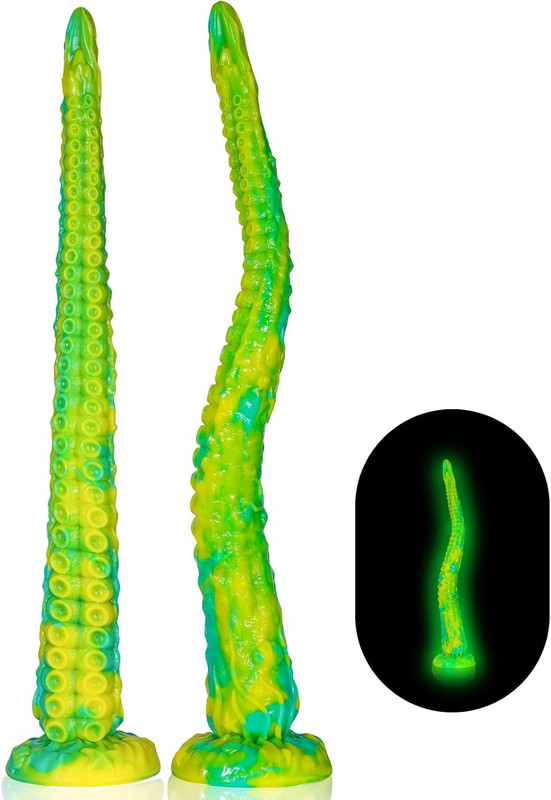 Long Tentacle Dildo Sex Toys: 13&Prime; Luminous Anal Dragon Dildo with Suction Cup, L