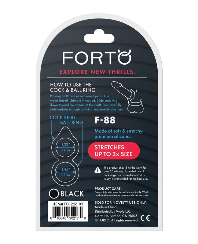 Penis Ring Constriction Ring Silicone Black Forto Penis and Ball Performance gallery