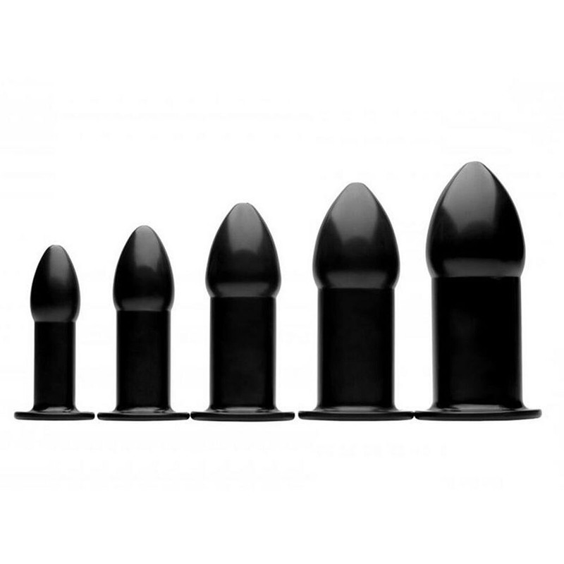 5PC Hollow Anal Dilator Butt Plug Set Wearable Anal Plug Trainer Kit Sex Toy ~