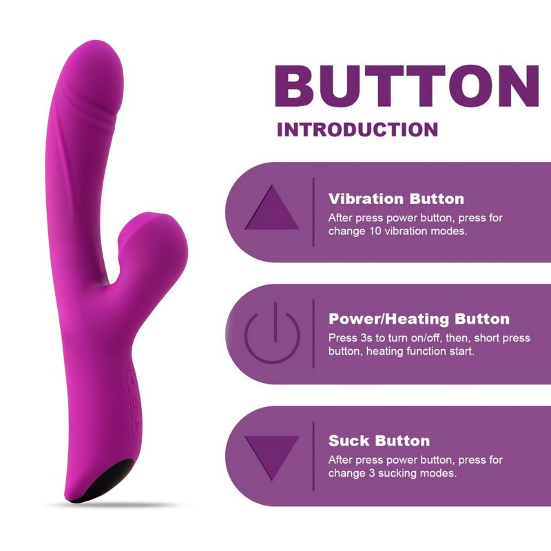 Clit Sucking Air Pulsating G-spot Rabbit Vibrator Dildo Female Sex Toys gallery