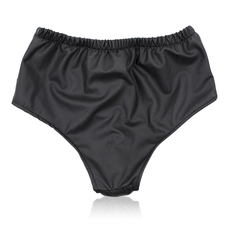 BDSM PU Leather Chastity Belt Panties with Plug Dildo Underwear Bondage Sex Toys gallery