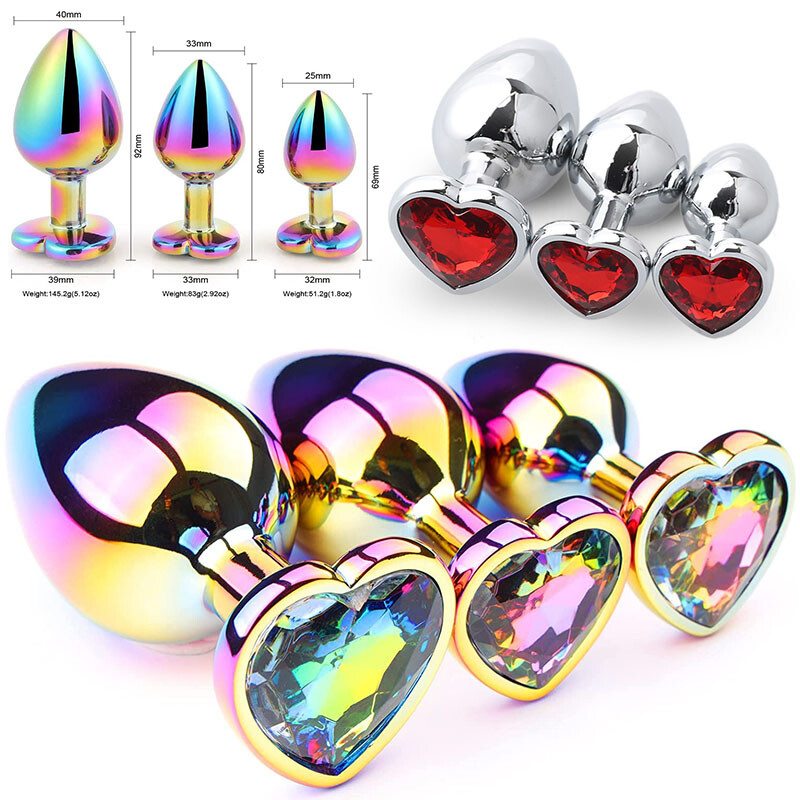 Anal Butt Plug Sex Toys Set Heart-Shaped Jewels Stainless Sex Toys for Women Men