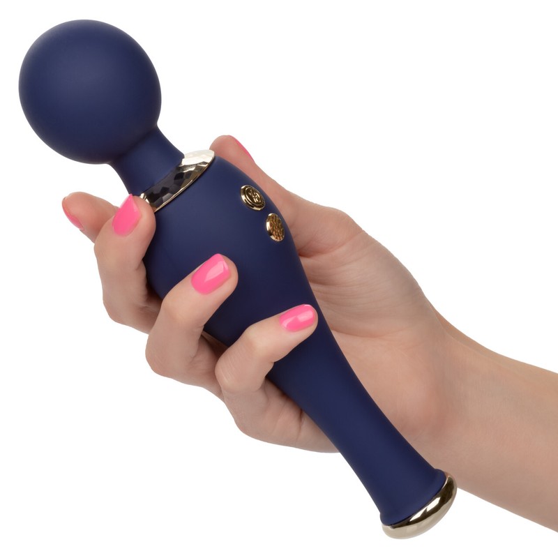 Chic Poppy USB Rechargeable Silicone Wand Massager multi-speed Vibrations Blue