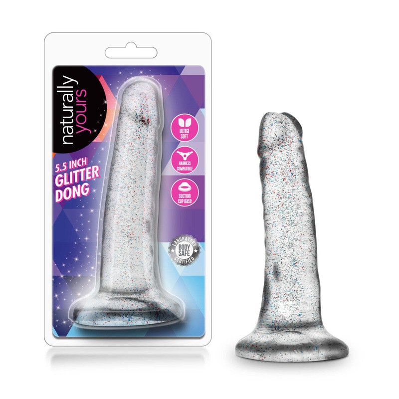 Blush Naturally Yours 5.5 » Glitter Pliable Dildo Suction Cup Harness Compatible