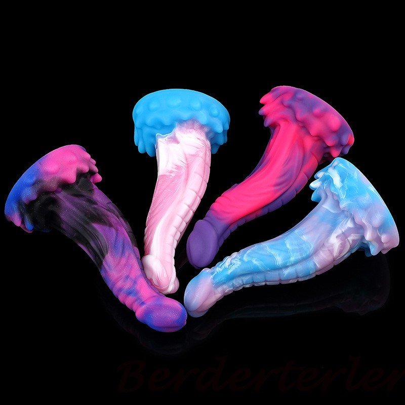 4 Mixed Colors Cobra Silicone Monster Dildo with Suction Anal Butt Plug Sex Toys gallery