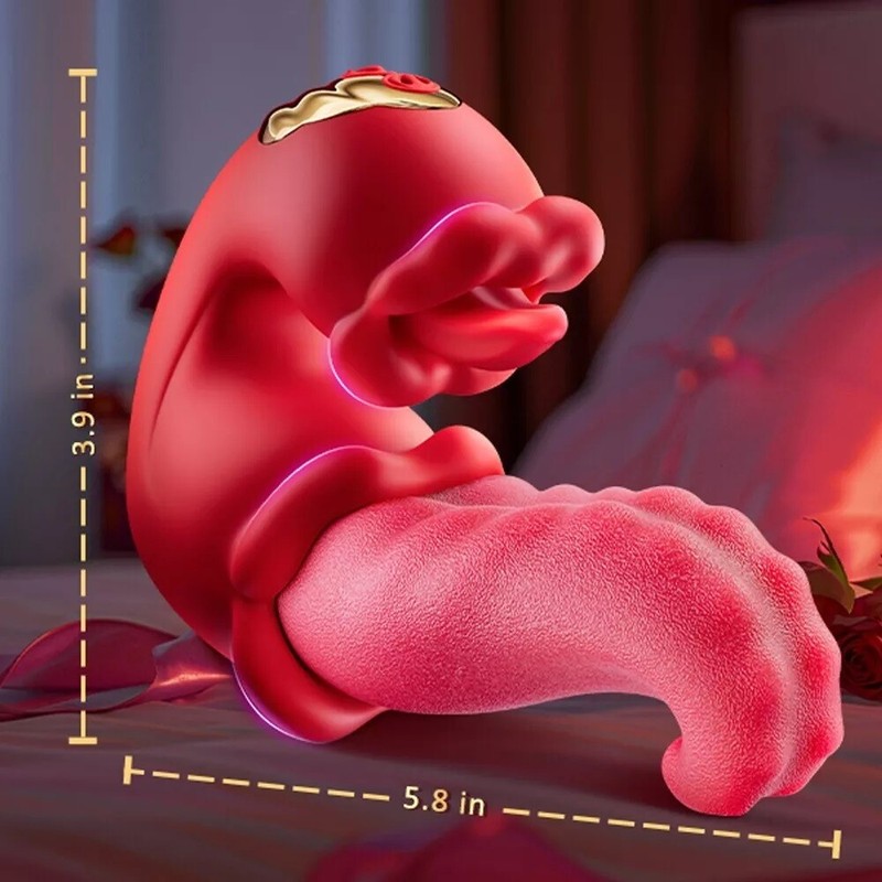 Rotating G Spot Tongue Vibrator Rose Sex Toys Realistic Clit Vaginal Massager gallery