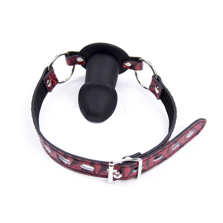 Silicone Dildo Open Mouth Gag Harness Penis Oral Stuffer Restraint Slave Sex Toy