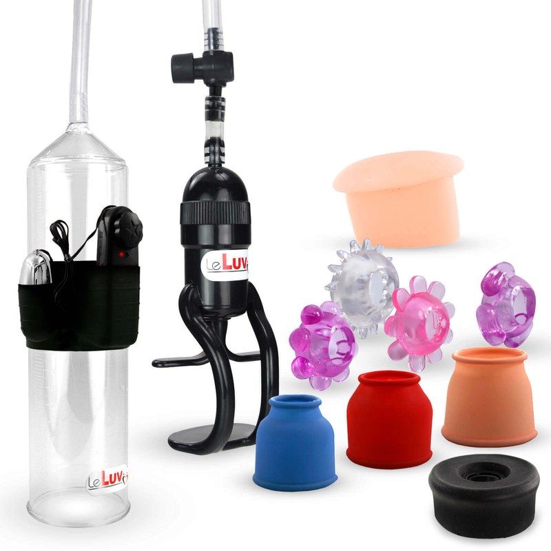 LeLuv Penis Pump with Bullet Zgrip EasyOp 4 Sleeves, Donut Seal, 4 Rings