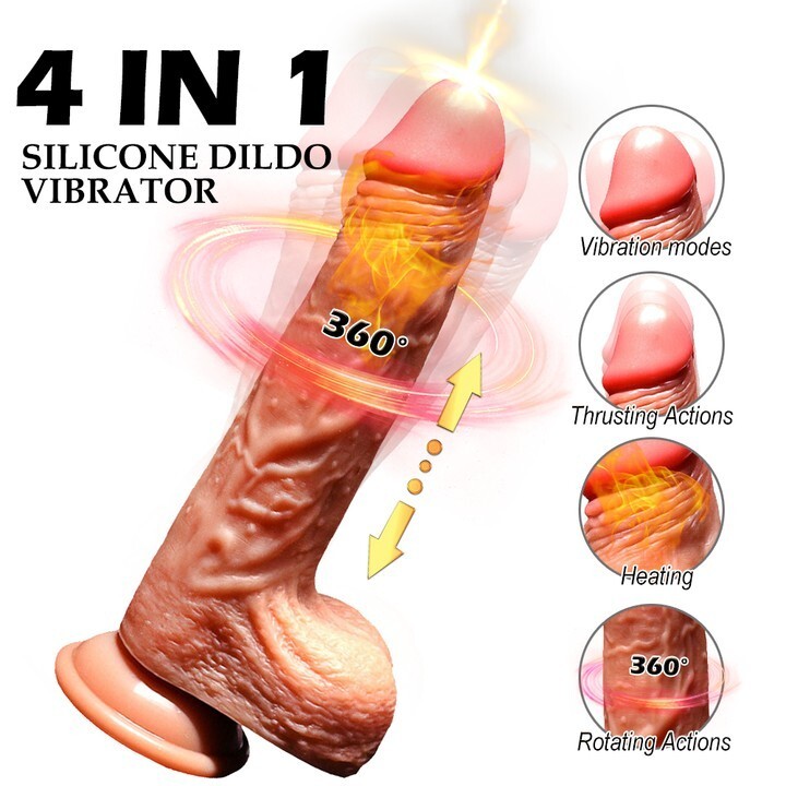 Dildo Vibrator with 5 Thrusting Heating 5 Rotating 4 in 1 Sex Toy for woman Men