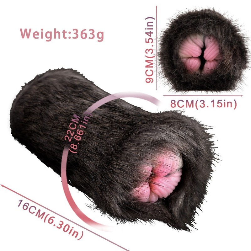6.3&Prime; Male Masturbation Cup with Fur Pocket Pussy Fantasy Flush Sucking Sex Toys