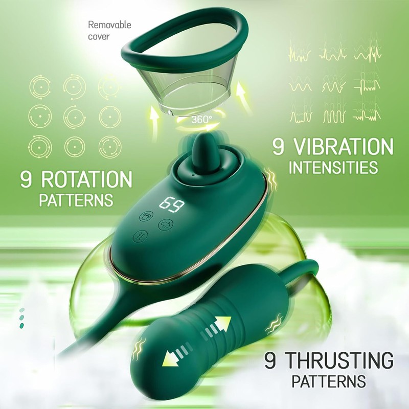 Adult Sex Toys for Women, Sucking Vibrator 9 Tongue Licking & 3 Sucking (Green) gallery