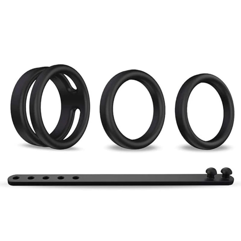 Silicone Cock Ring Set 3 Sizes Strap Lasso Extender Male Sex Toy Penis Black