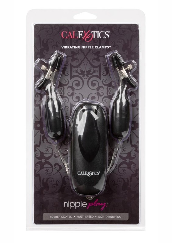 Nipple Play Vibrating Nipple Clamps with Wired Remote Control – Black