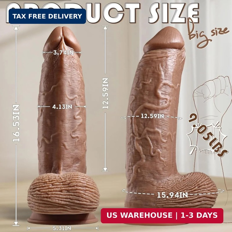 4" Diameter Extra Large Thick Dildo, 16 Inch Massive Huge Dildos with Realistic gallery
