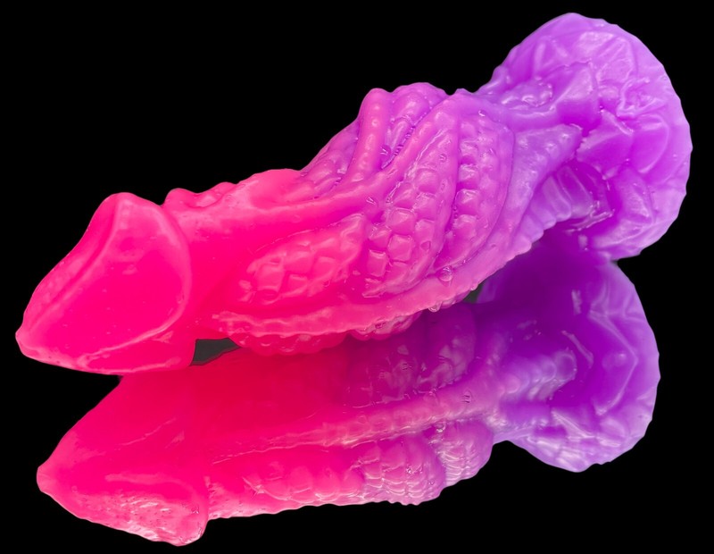 Dragon Dildo 7 inch-Soft Textured Silicone Thick Sex Toy for Women- Pink Purple