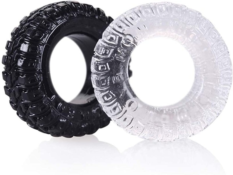 2x Turbo Cock Ring Clear/Black Erection Bigger Penis Adult Mens Sex Toy Enlarge+ gallery