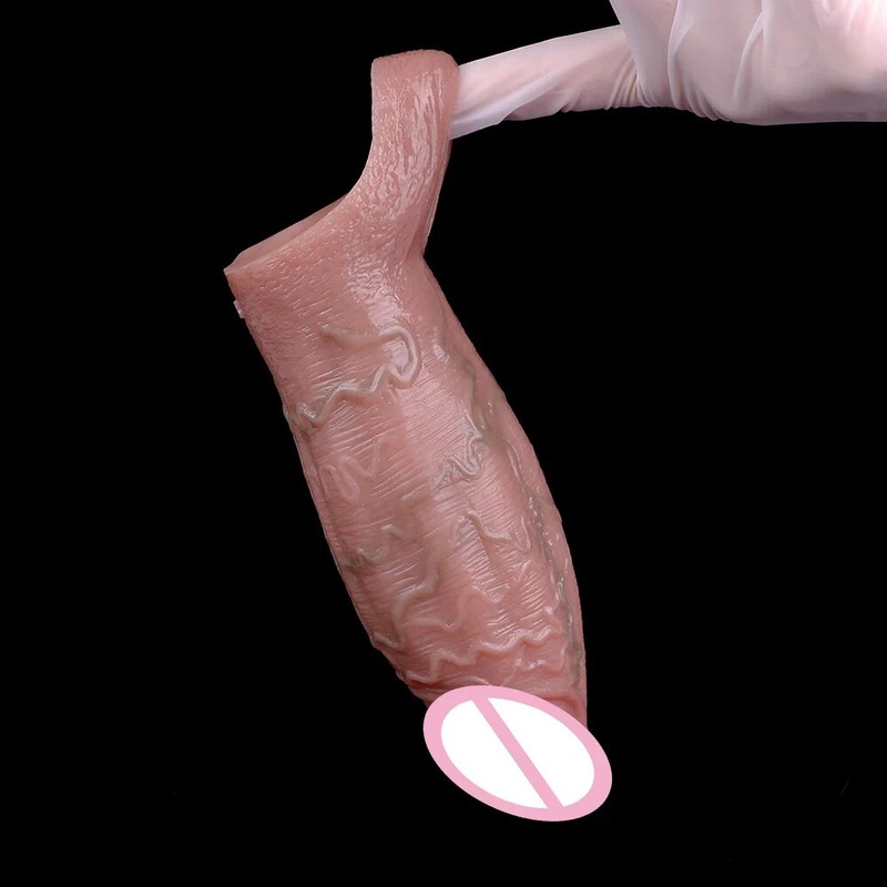 Ultra Penis Sleeve For Men Silicone Hollow Dildo Male Sex Toy Soft Dick Extender gallery