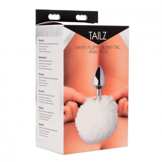 Fluffy Bunny Tail Anal Plug Metal Furry White Ass Butt Pet Play Rabbit Tailz RP!