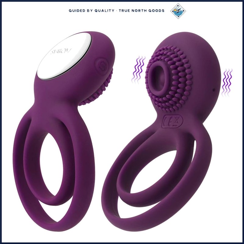 Vibrating Dual Penis Rings for Couples, Waterproof Silicone Clitoral Stimulation