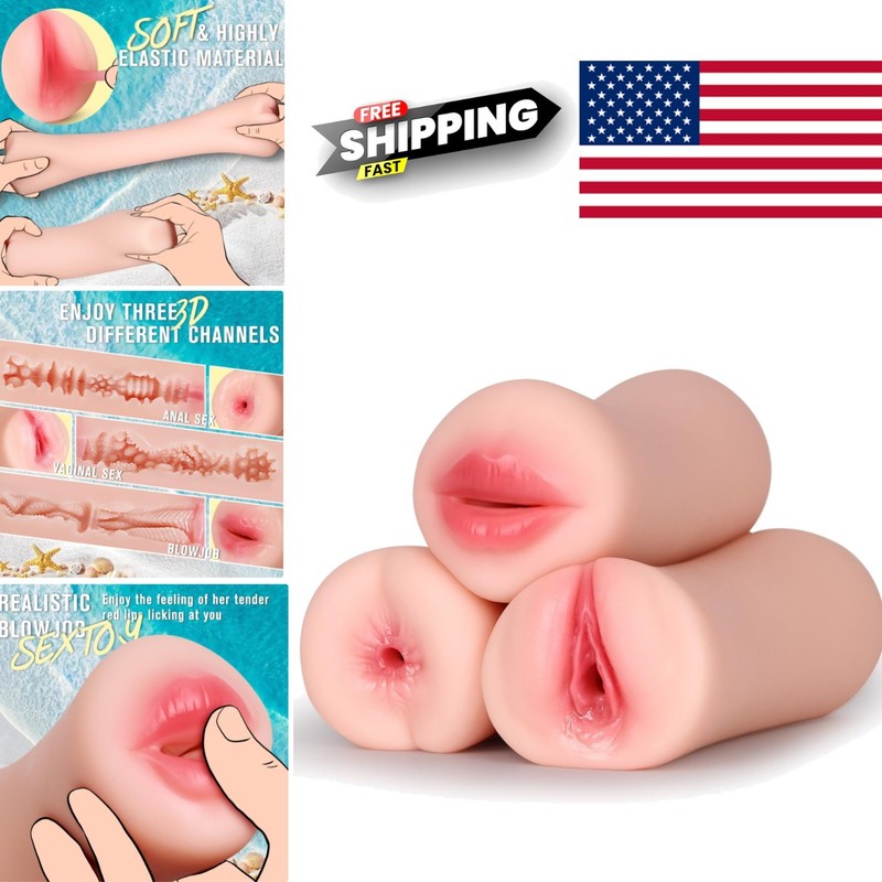 Compact Male Stroker Set of 3 Flesh Color Pocket Pussies for Ultimate Pleasure