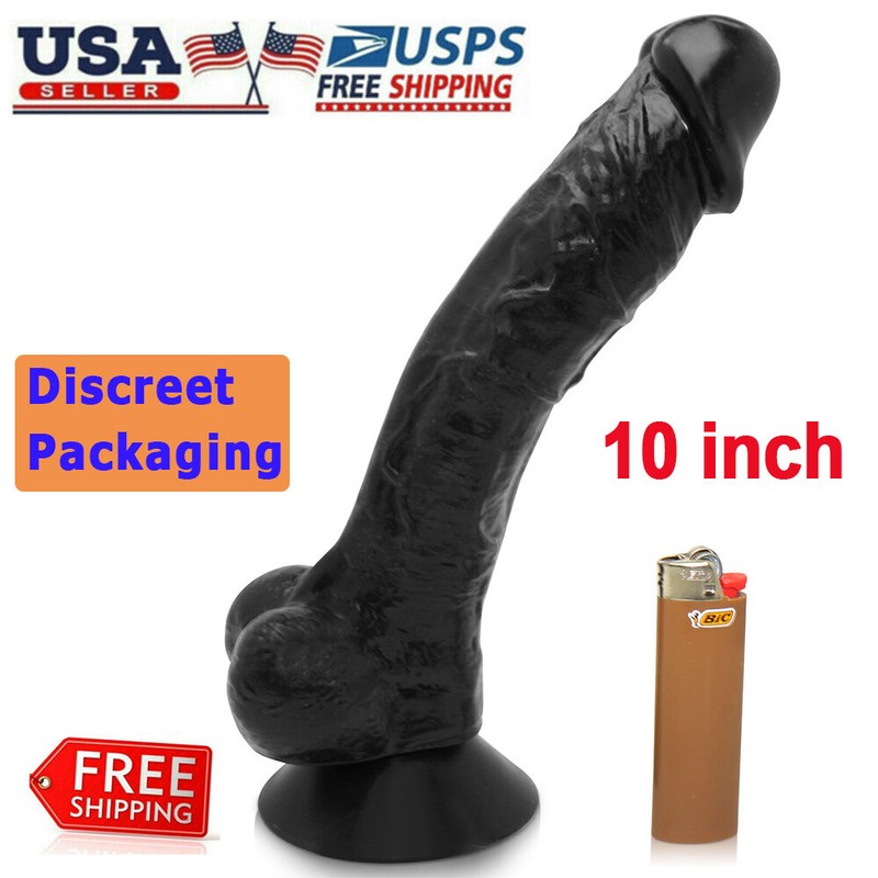 Huge 10&Prime; Realistic Dildo & Balls Thick Girth Dong Penis Real Flexible Suction US